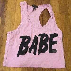 Forever 21 pink babe crop tank top